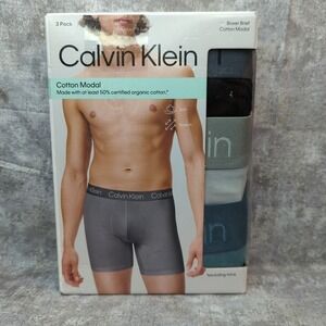 Calvin Klein Men's Medium Boxer Briefs Black Gray Blue Cotton Modal (32-34)